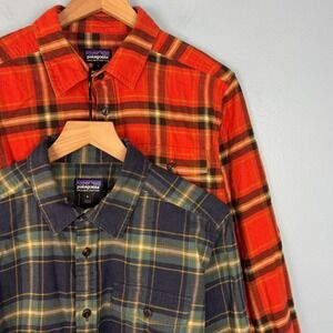 Lot Of 2 Patagonia Fjord Flannel Shirt Men Medium Plaid Cotton Classic Button Up